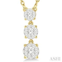 1/3 Ctw Round Cut Lovebright Diamond Layered Pendant in 14K Yellow Gold