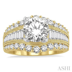 1 1/2 Ctw Diamond Semi-mount Engagement Ring in 14K Yellow and White Gold