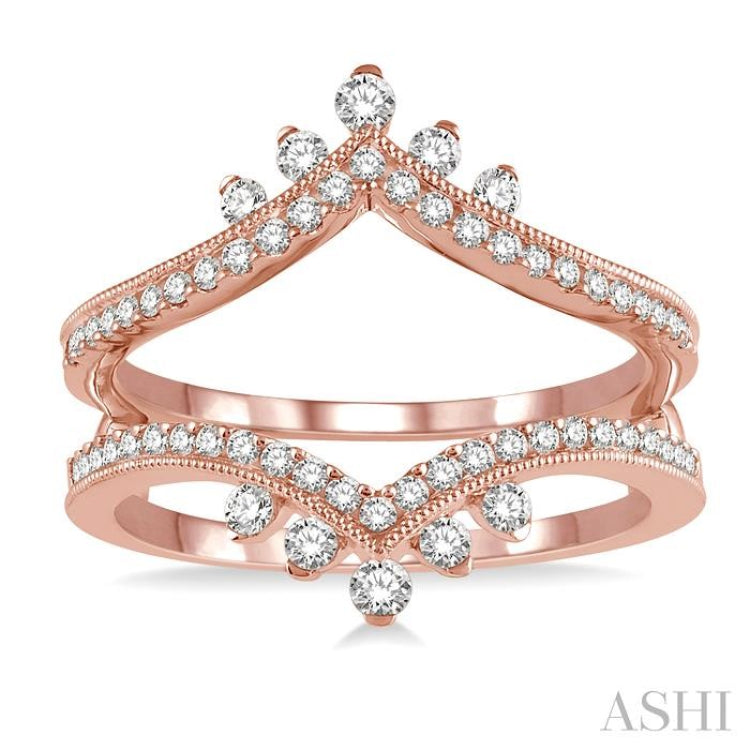 1/2 Ctw Pointed Arch Round Cut Diamond Insert Ring in 14K Rose Gold