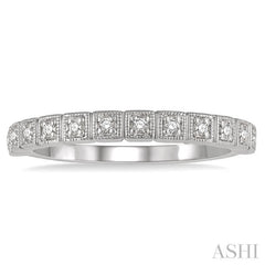 1/10 Ctw Square Mount Round Cut Diamond Stackable Band in 14K White Gold