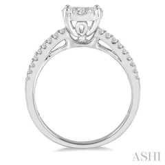 3/4 Ctw Round Lovebright Diamond Cluster Ring in 14K White Gold