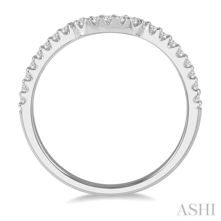 1/5 Ctw U-Shape Center Round Cut Diamond Wedding Band in 14K White Gold