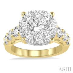 2 Ctw Round Diamond Lovebright Ring in 14K Yellow and White Gold