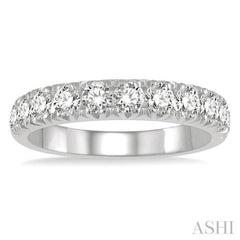 1 Ctw 11 Stone Round Cut Diamond Wedding Band in 14K White Gold