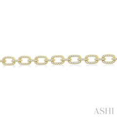 1 1/2 Ctw Round Cut Diamond Encrusted Link Paper Clip Chain Bracelet in 14K Yellow Gold