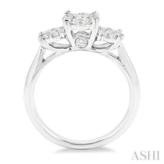 1 ctw Triple Circular Head Lovebright Round Cut Diamond Ring in 14K White Gold