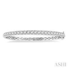 3 Ctw Round Cut Diamond Bangle in 14K White Gold