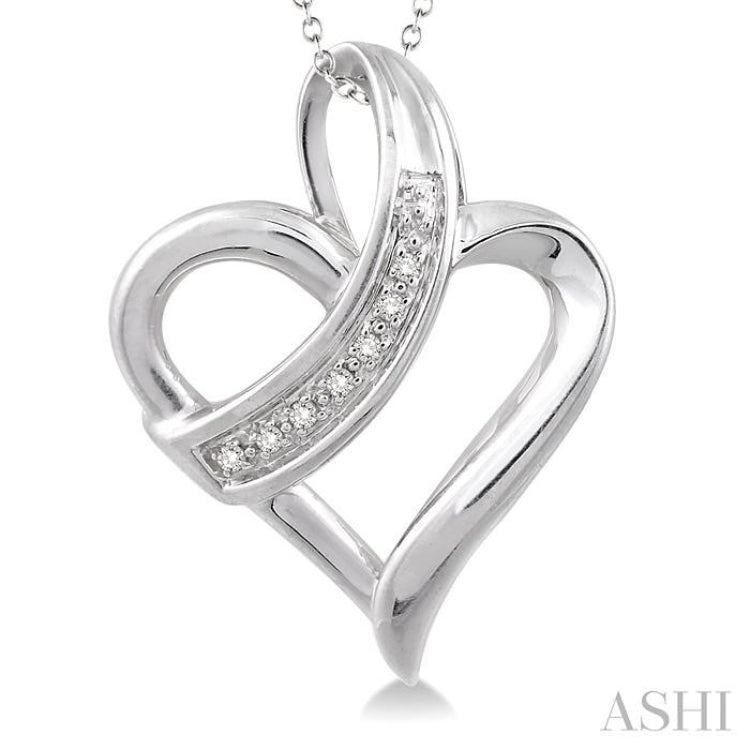 1/20 Ctw Single Cut Diamond Heart Pendant in Sterling Silver with Chain