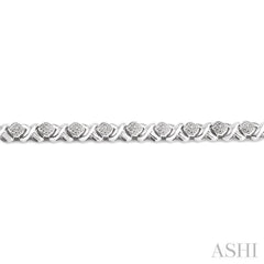 1/10 Ctw 'X' and SQ Single Cut Diamond Bracelet in Sterling Silver