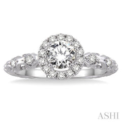 1/3 Ctw Diamond Engagement Ring with 1/5 Ct Round Cut Center Stone in 14K White Gold