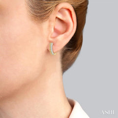 1/10 Ctw Circular Bead & Round Cut Bead Bijoux Diamond Huggie Petite Earrings in 10K Yellow Gold