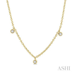 1/4 Ctw Mini Mount Round Cut Diamond Station Necklace in 14K Yellow Gold