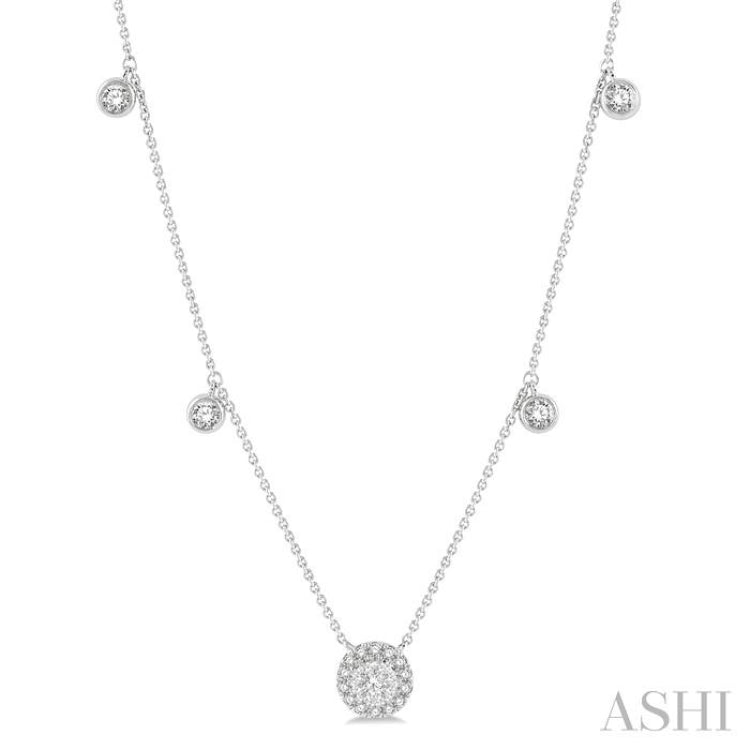 1/3 ctw Circular Lovebright Round Cut Diamond Necklace in 14K White Gold