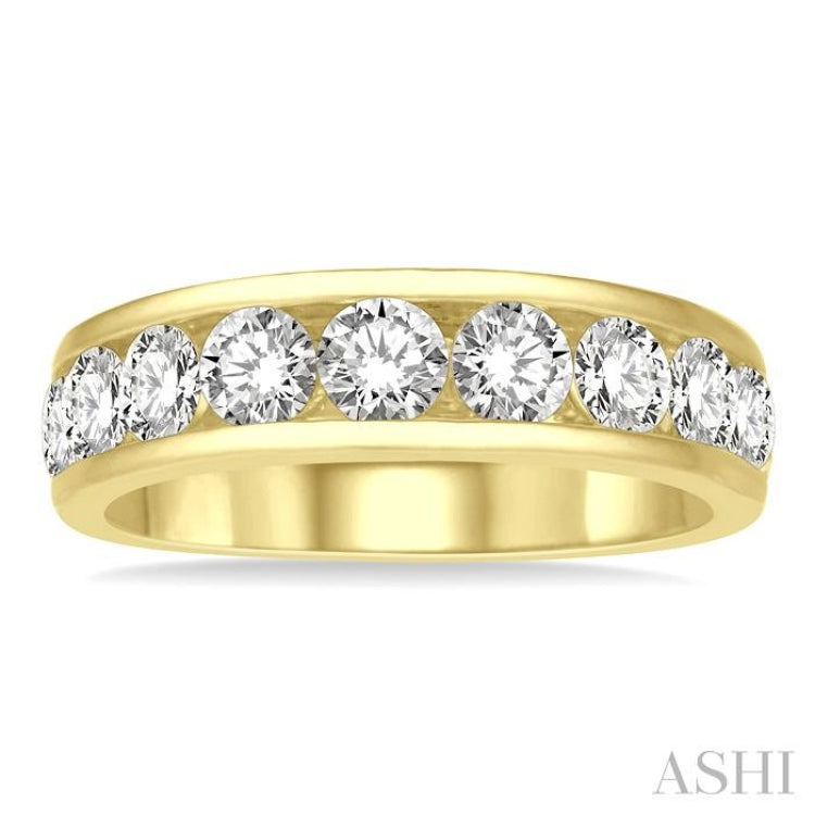 2 ctw Channel Set 11 Stone Round Cut Diamond Wedding Band in 14K Yellow Gold