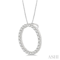 3/4 Ctw Circle of Love Round Cut Diamond Pendant With Chain in 14K White Gold