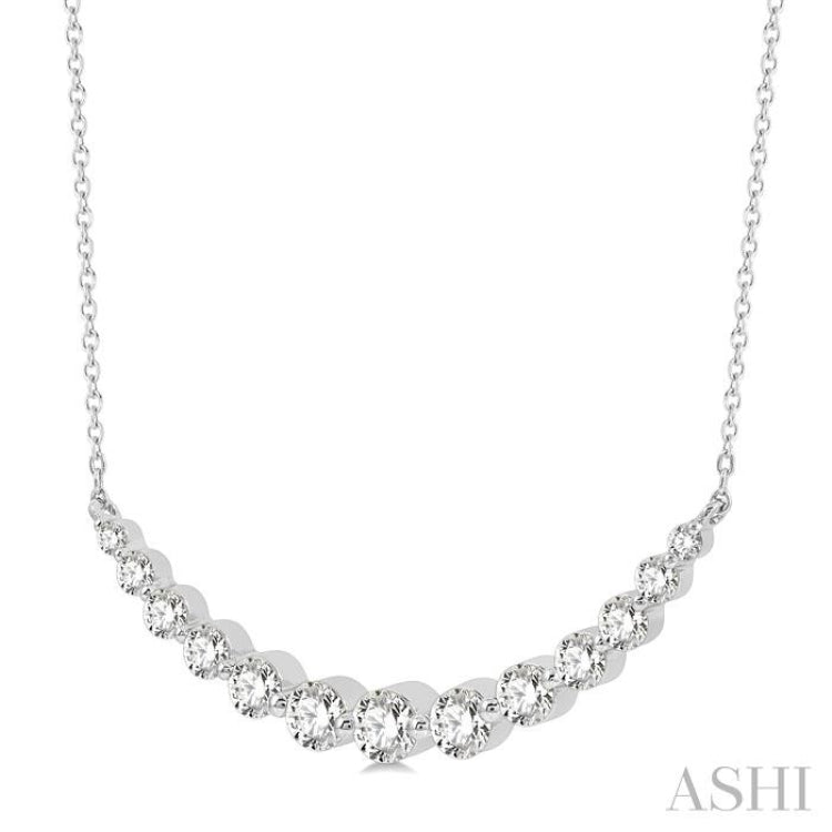 1 Ctw Diamond Smile Necklace in 14K White Gold