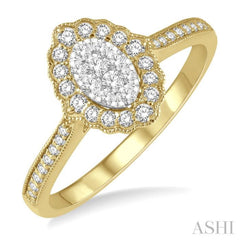 1/3 ctw Oval Lattice Lovebright Round Cut Diamond Ladies Ring in 14K Yellow and White Gold