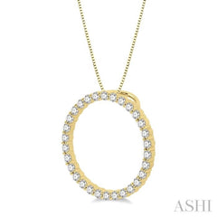 1 Ctw Round Cut Diamond Circle of Love Pendant with Chain in 14K  Yellow Gold