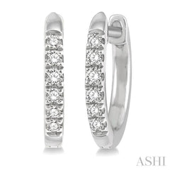 1/8 Ctw Round Cut Diamond Huggie Petite Earrings in 10K White Gold