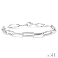 1 Ctw Round Cut Diamond Paper Clip Bracelet in 14K White Gold