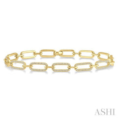 1 Ctw Round Cut Diamond Paper Clip Bracelet in 14K Yellow Gold