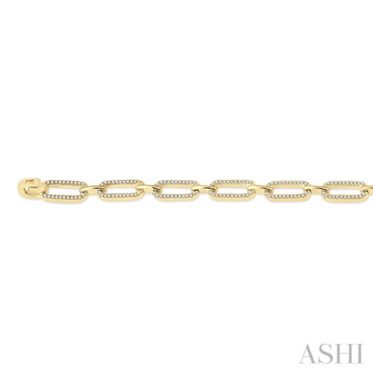 1 Ctw Round Cut Diamond Paper Clip Bracelet in 14K Yellow Gold