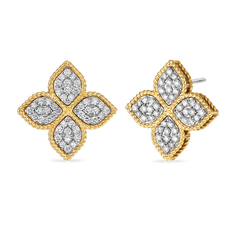 PRINCESS FLOWER LARGE DIAMOND STUD EARRINGS