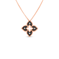 PETITE VENETIAN BLACK AND WHITE DIAMOND FLOWER NECKLACE