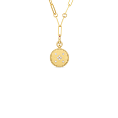 VENETIAN PRINCESS DIAMOND AND SATIN FINISH SMALL MEDALLION NECKLACE