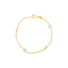 DESIGNER GOLD PEARL AND GOLD BEAD STATION BRACELET
