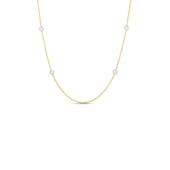 DESIGNER GOLD PEARL STATION LONG NECKLACE