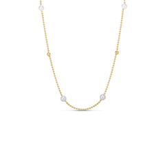 DESIGNER GOLD FOUR STATION PEARL BEAD NECKLACE