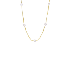 DESIGNER GOLD PEARL BEAD STATION NECKLACE
