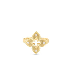 PETITE VENETIAN PRINCESS DIAMOND AND SATIN FINISH SMALL FLOWER RING