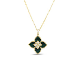 VENETIAN PRINCESS DIAMOND AND MALACHITE SMALL FLOWER NECKLACE