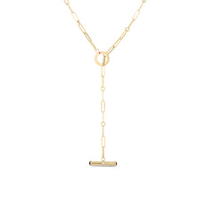 DESIGNER GOLD DIAMOND AND PINK TOURMALINE TOGGLE CLOSURE PAPERCLIP NECKLACE