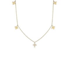 LOVE IN VERONA DIAMOND AND POLISHED SMALL FLOWER STATION NECKLACE