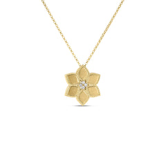 VERNAZZA DIAMOND AND SATIN FINISH FLOWER NECKLACE