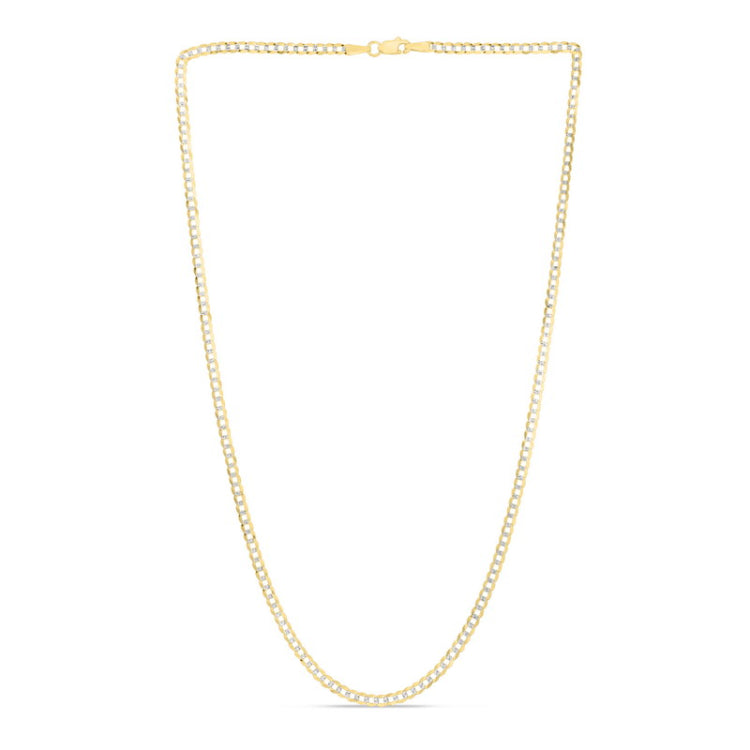 14K Gold 2.6mm White Pave Curb Chain 