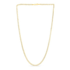 14K Gold 2.6mm White Pave Curb Chain 