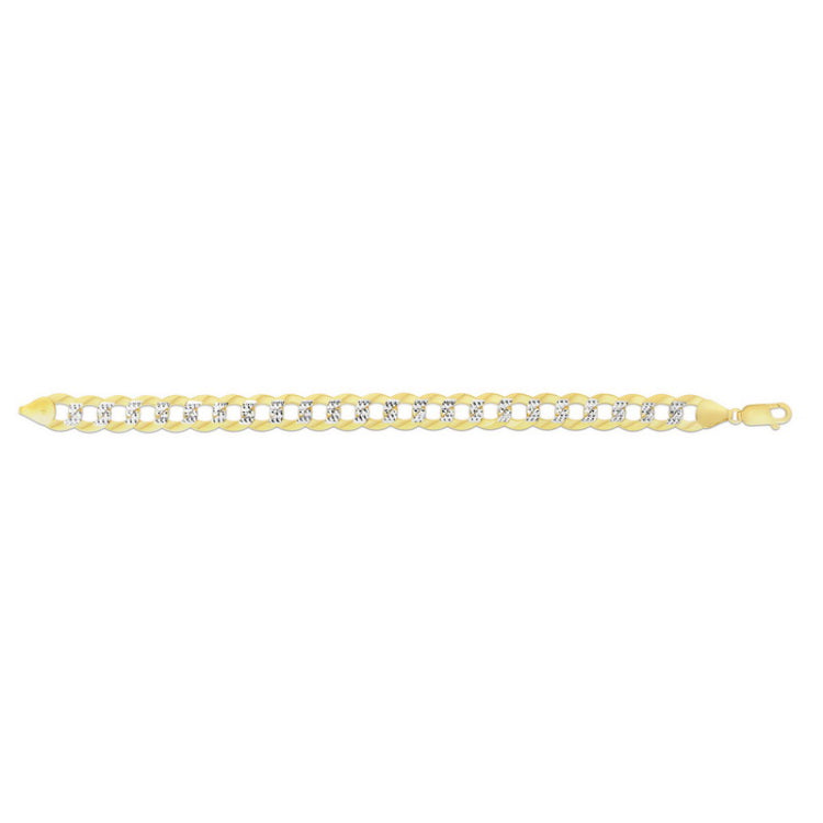 14K Gold 11.23mm White Pave Curb Chain 