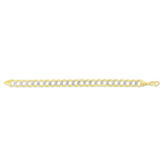 14K Gold 11.23mm White Pave Curb Chain 