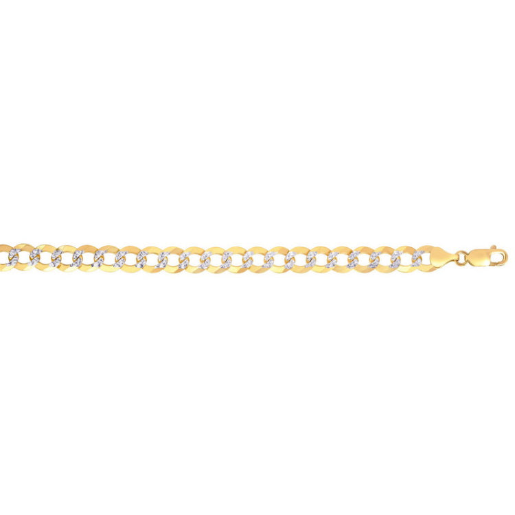 14K Gold 12.18mm White Pave Curb Chain 