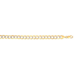 14K Gold 12.18mm White Pave Curb Chain 