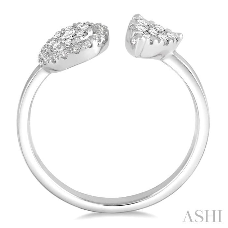 1/2 Ctw Round and Pear Shape Diamond Lovebright Ring in 14K White Gold