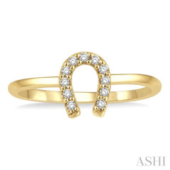 1/10 Ctw Horseshoe Charm Round Cut Diamond Petite Fashion Ring in 10K Yellow Gold