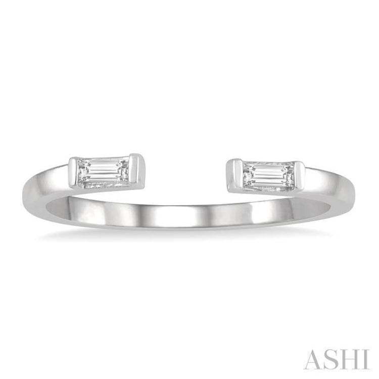 1/10 Ctw Open Center Petite Baguette Diamond Stackable Ring in 10K White Gold