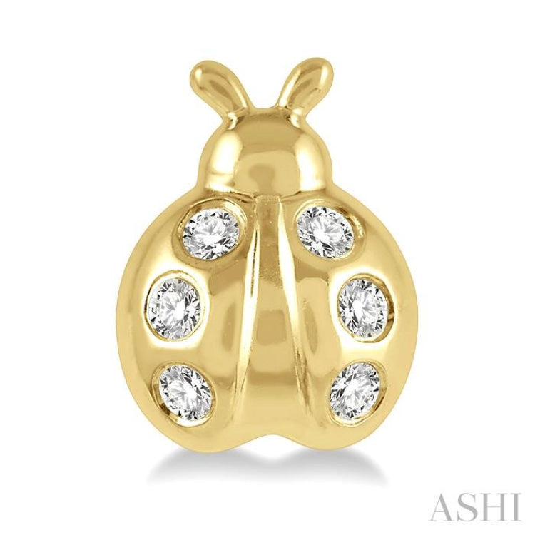 1/10 Ctw Ladybird Round Cut Diamond Petite Earring in 10K Yellow Gold