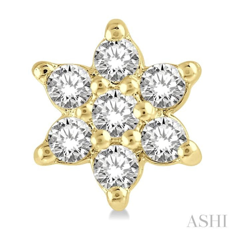 1/6 Ctw Floral Round Cut Diamond Petite Fashion Earring in 10K Yellow Gold