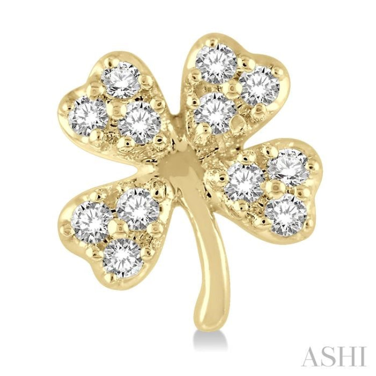 1/10 Ctw Four-Leaf Clover Round Cut Diamond Petite Fashion Earring in 10K Yellow Gold